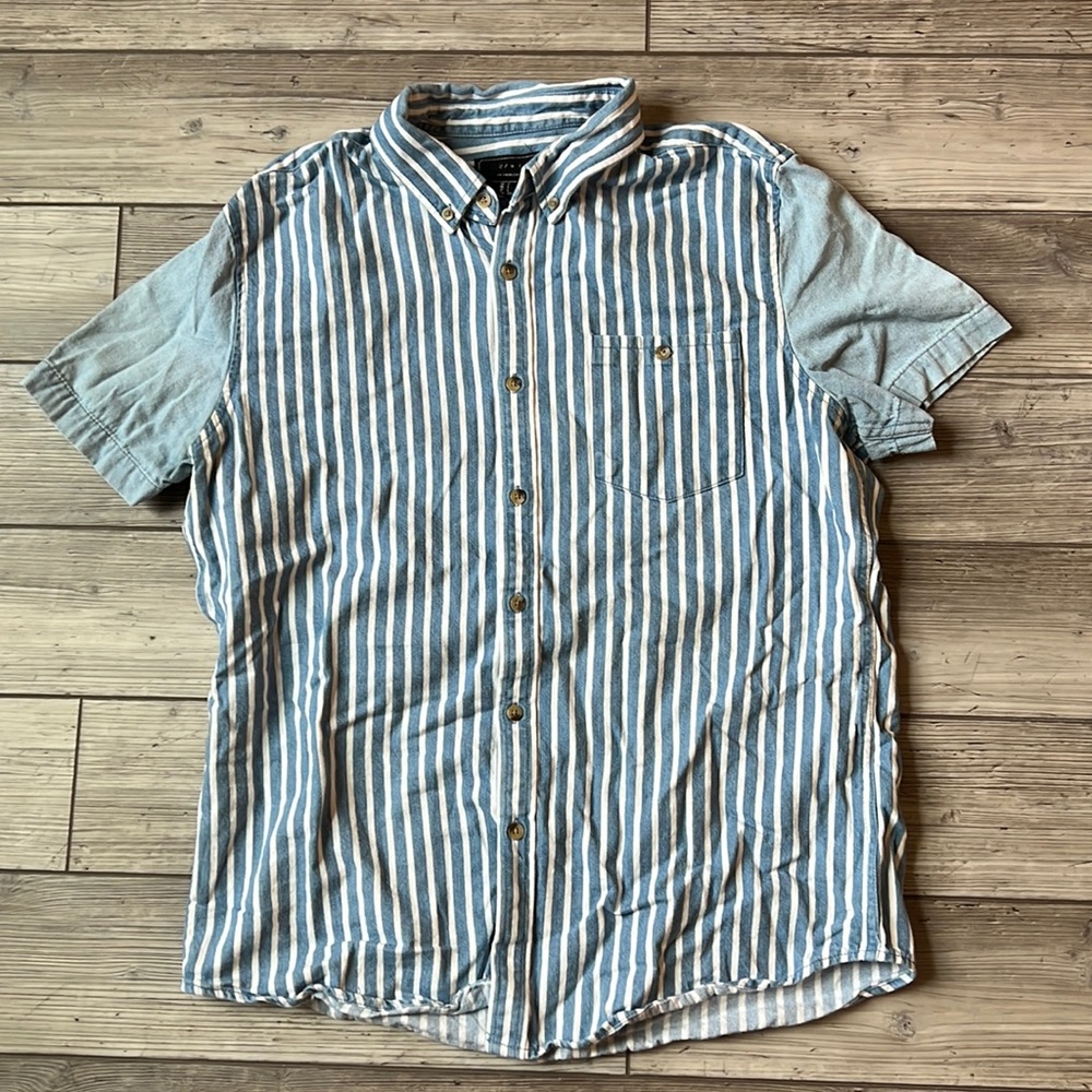 Striped denim button-up!